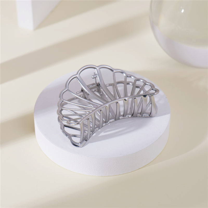 Gold and Silver Large Fan-shaped Metal Hair Claw Clips 2-Pc Set